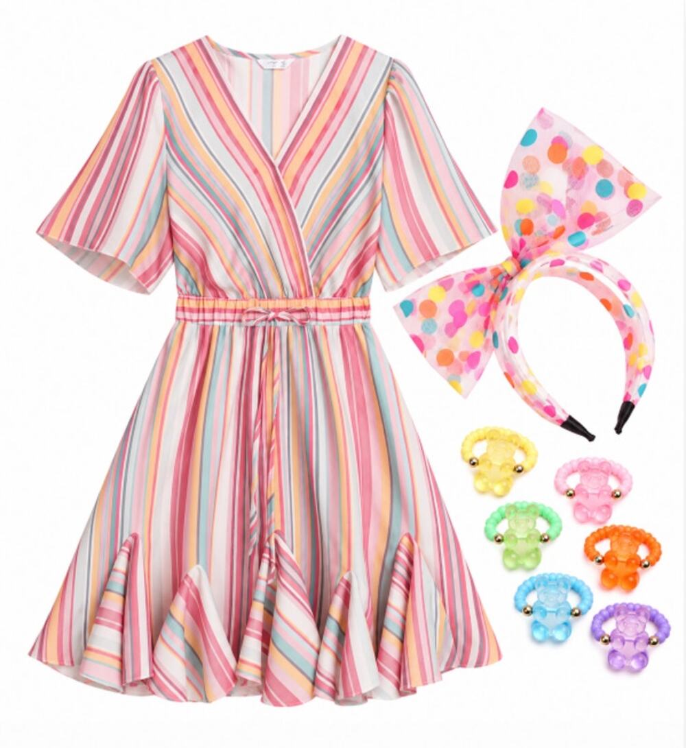 🍭 Candy Striper Costume Dress Set - M/L